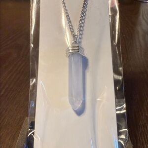Silver-Tone white Crystal Point Pendant Necklace - Women Jewelry